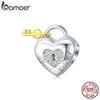 BAMOER стерлингового серебра 925 пробы левая половина правого сердца подвеска-подвеска интимная бусина для любовника для оригинального браслета женские ювелирные изделия
