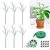 6 Piece Plant Support Stake Set, Versatile Indoor Support, Green Accessories with Orchid Clips