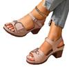 European and American Thick-heeled Sandals for Women's Outer Wear 2025 Summer New Large-size High-heeled Sandals for Women's Casual Women's Shoes