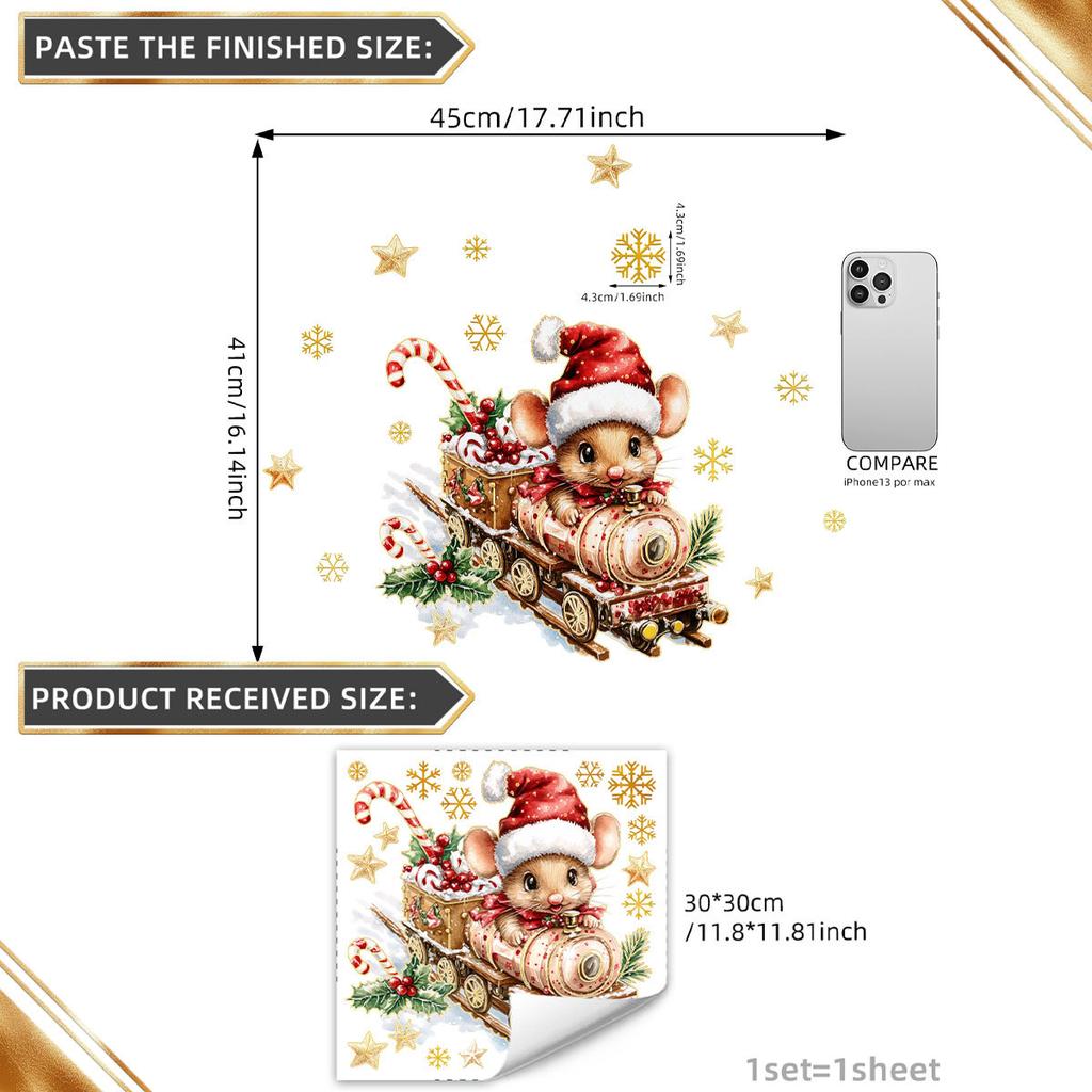 Разнообразие расписанных вручную наклеек на стену с бронзовым напылением в рождественской атмосфере с животными, украшают детскую комнату, спальню, фон, самоклеящиеся наклейки на стену