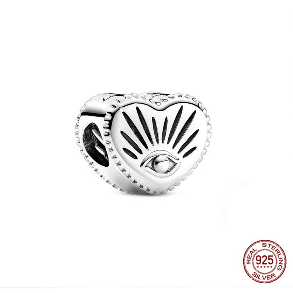 Новый 100% стерлингового серебра S925 All-Knowing Eye Heart Бусина подходит для оригинального модного браслета с подвесками для женщин, ювелирные изделия своими руками