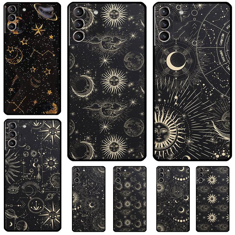 Астрологический чехол 'Солнце, Луна, Облака' для Samsung Galaxy S24 S23 S22 S21 Ultra Plus Note 10 Note 20 S8 S9 S10 S20 FE