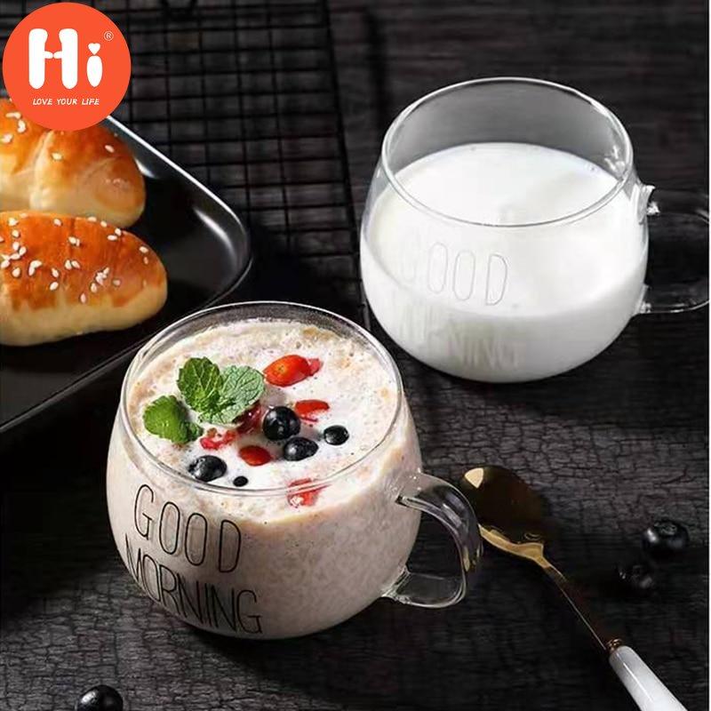 Привет чашка из боросиликатного стекла, прозрачные стеклянные кофейные кружки для молока, кофе, завтрака, сока, напитка