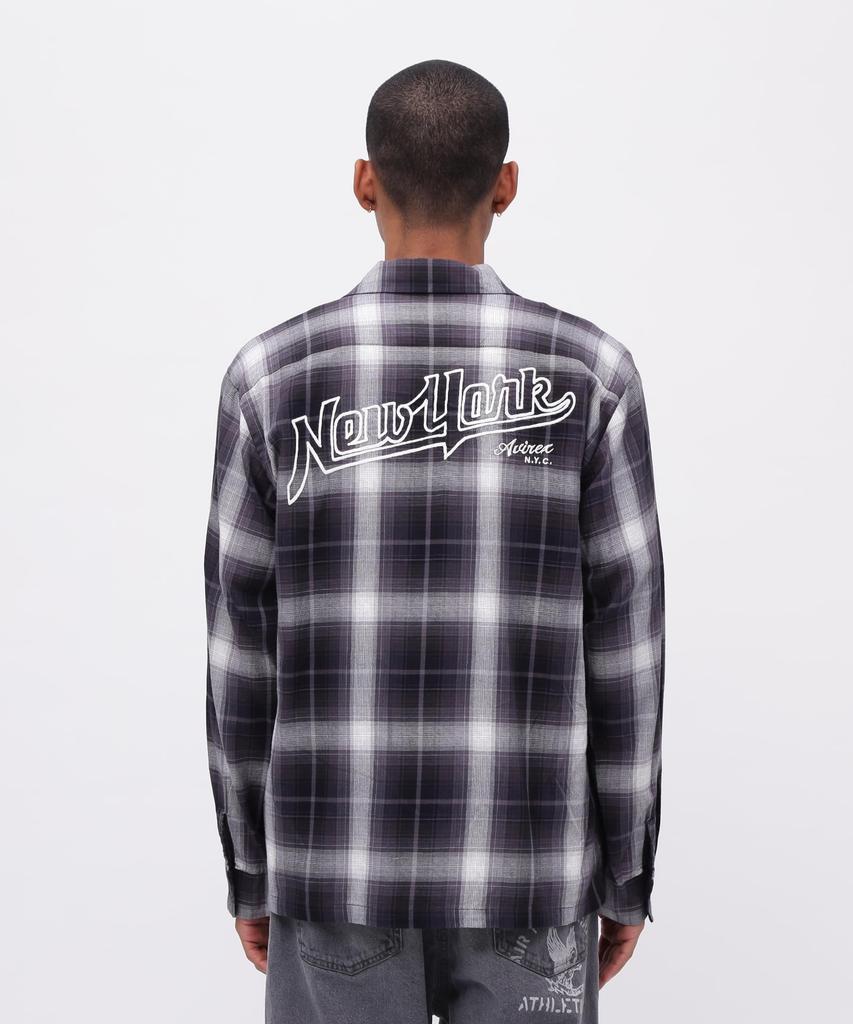 AVIREX РУБАШКА OMBRE CHECK NYC С ДЛИННЫМ РУКАВОМ OMBRE CHECK Нью-Йорк Размер Рубашка, Город, Мужская, 2XL, 010, Черный, 783-5120007