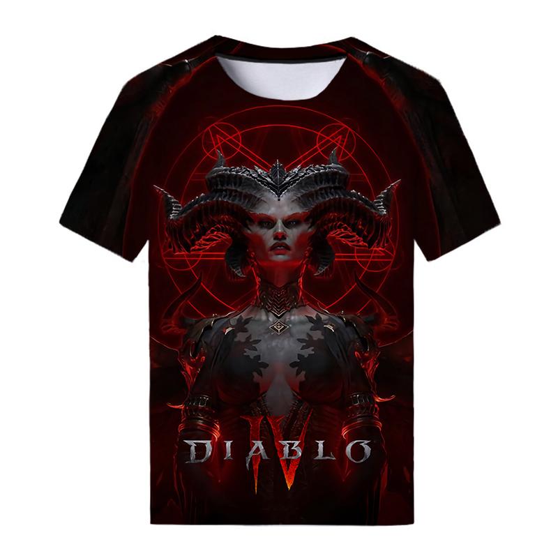 Новая игра Diablo 4, футболки с 3D принтом для мужчин и женщин, повседневная модная уличная одежда, футболка большого размера с короткими рукавами, детские футболки, топы, одежда
