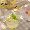 Kitchen Flatware Tulip Shaped Stainless Steel Spoon, Long Handle Coffee Ice Cream Afternoon Tea Utensil Dessert Serving Spoon with Hanging Hook,