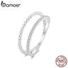 BAMOER 925 Sterling Silver Cubic Zirconia Dual Stacking Rings | White Gold Plated Eternity Band for Women