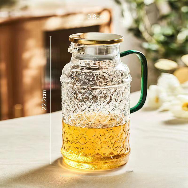 High Value Begonia Flower High Borosilicate Glass Kettle Household Juice Pot Refrigerator Cold Kettle Set