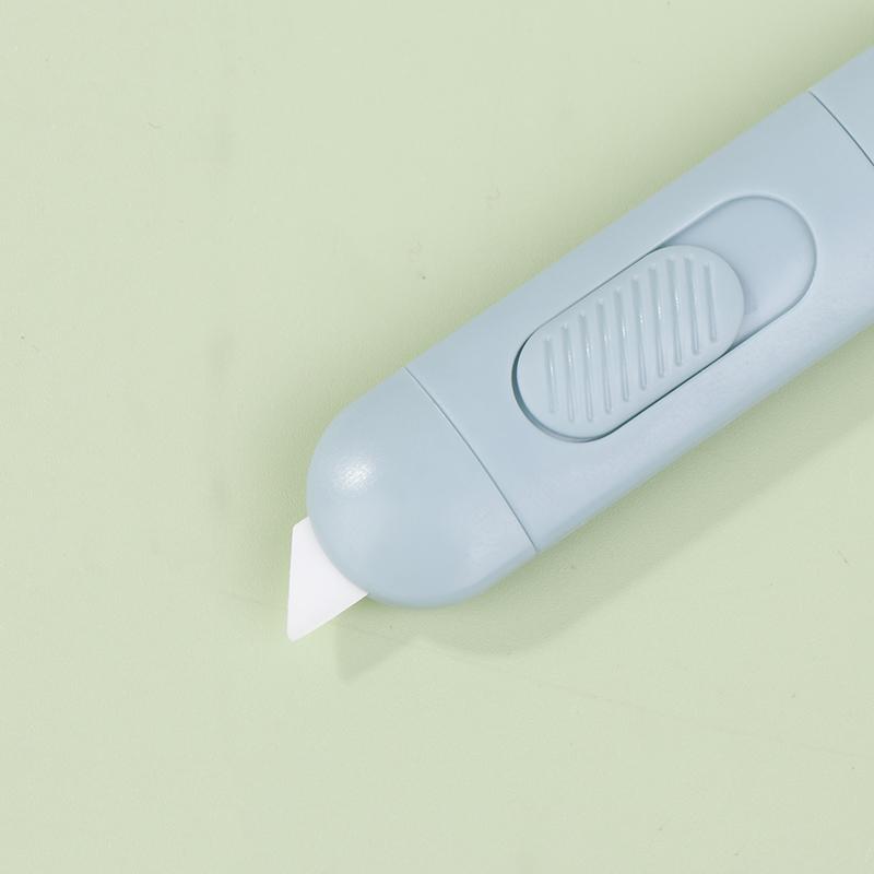 Портативный мини-керамический канцелярский нож, безопасные лезвия, коробка-вскрыватель, режущие инструменты с отверстием для подвешивания на брелок, фиксируется в положении