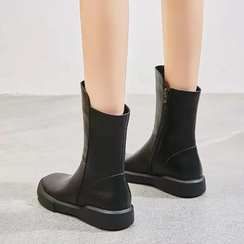 Women's Half High Boots Platform Ladies Mid Calf Shoes Autumn Winter 2024 Demi-season Footwear Hot Spring Cosplay Y2k Sale Goth