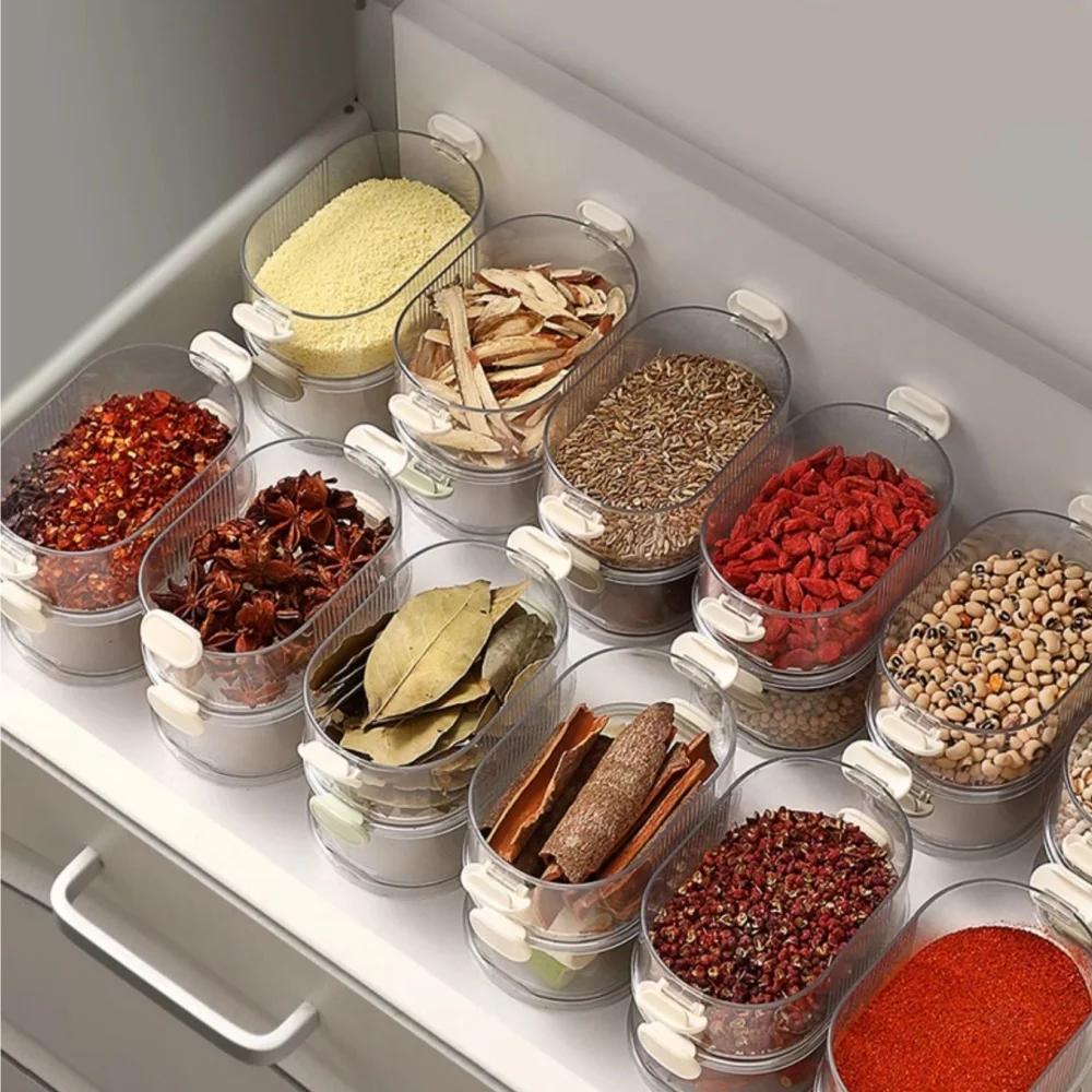 1/2/3/4 Layer Spice Vegetable Storage Box Refrigerator Crisper Camping Lunch Box Food Grade Grid Box Home Kitchen Peppercorn