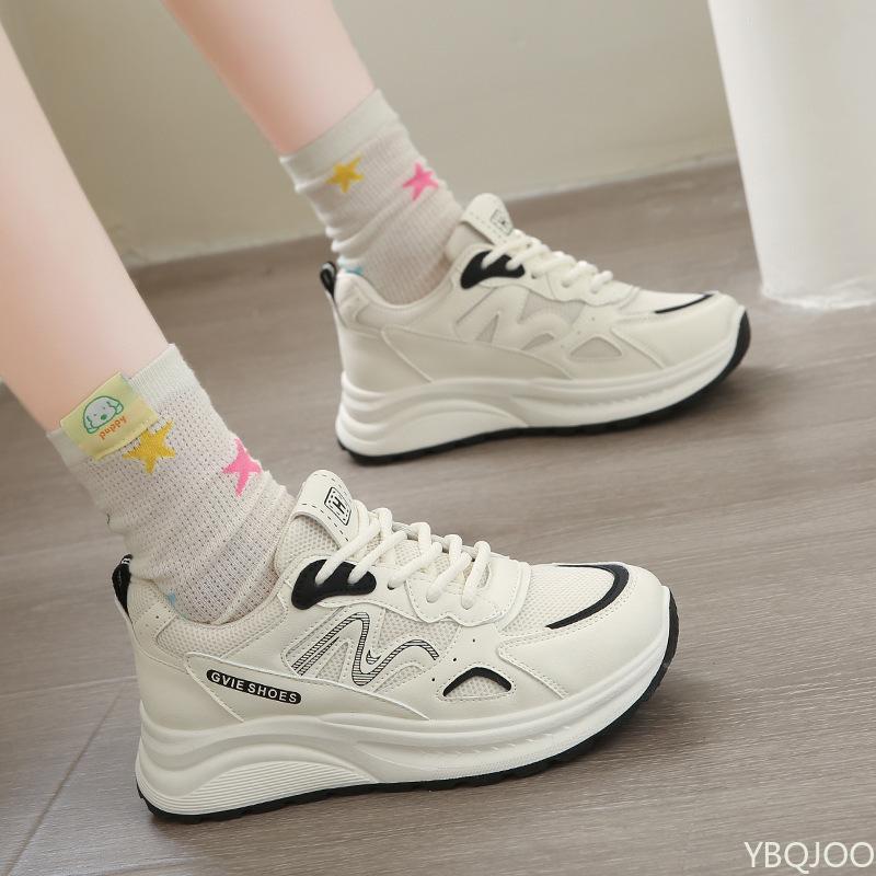 Мода Модные легкие женские туфли весна новая универсальная шнуровка толстая подошва повседневные удобные женские спортивные туфли