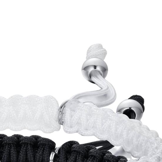 2 шт./комплект парный браслет из нержавеющей стали резные буквы пластина плетеный браслет черный белый веревка соответствие