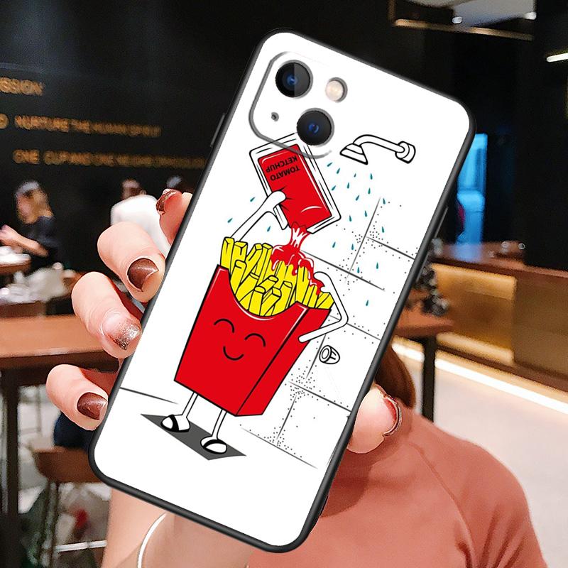 Чехол для телефона с картошкой фри, бургером, пиццей для iPhone 16 Pro Max 14 13 12 11 15 Pro Max Plus 12 13 Mini XR 16e Funda Cover