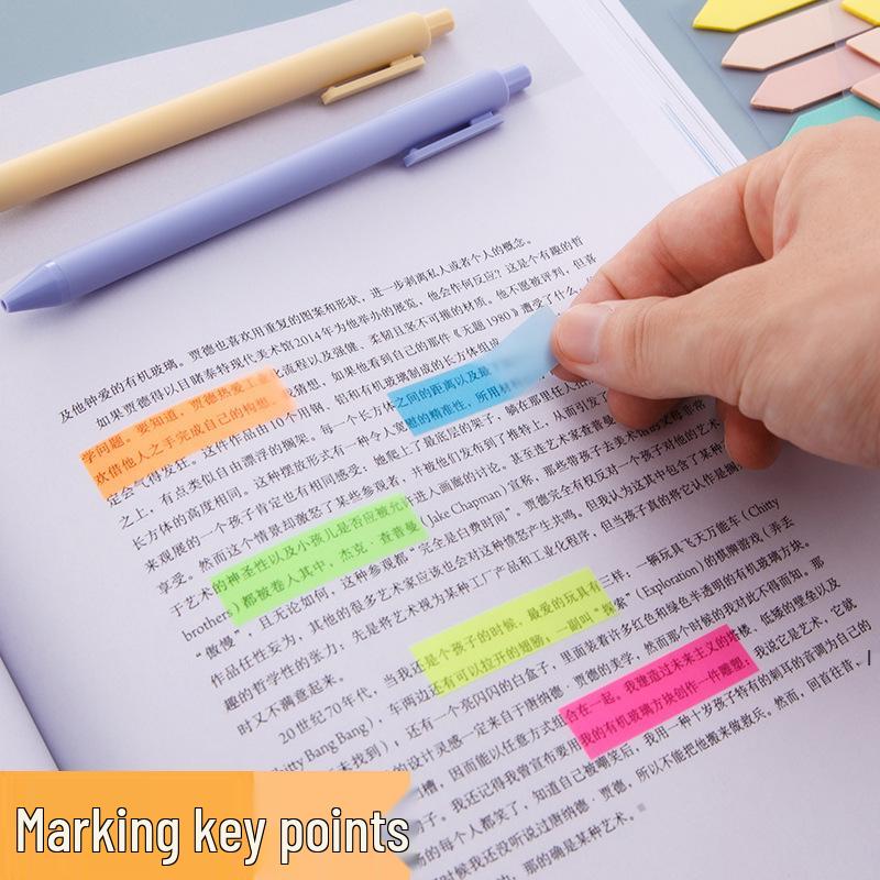 Transparent Fluorescent Sticky Note Labels - Highlight and Index Stickers for Student Classification