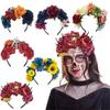Хэллоуин Роза Цветочная Корона Ободок День Мертвых Цветочный Радужный Головной Убор для Женщин