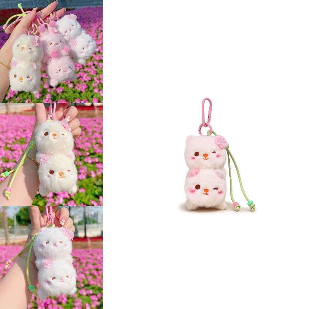Sakura Season Cat Bear Rabbit Plush Animal Keychain With Soft Plush Material For Gift Giving