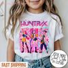 Детская хлопковая футболка HUNTRX в ретро-стиле, повседневная, с коротким рукавом, с аниме-принтом, для летней повседневной носки