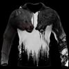 Autumn and Winter Men's Hoodies Animal Wolf Pattern 3D Printing Long Sleeve Loose Street Fashion Pullover Men's Clothing 6XL