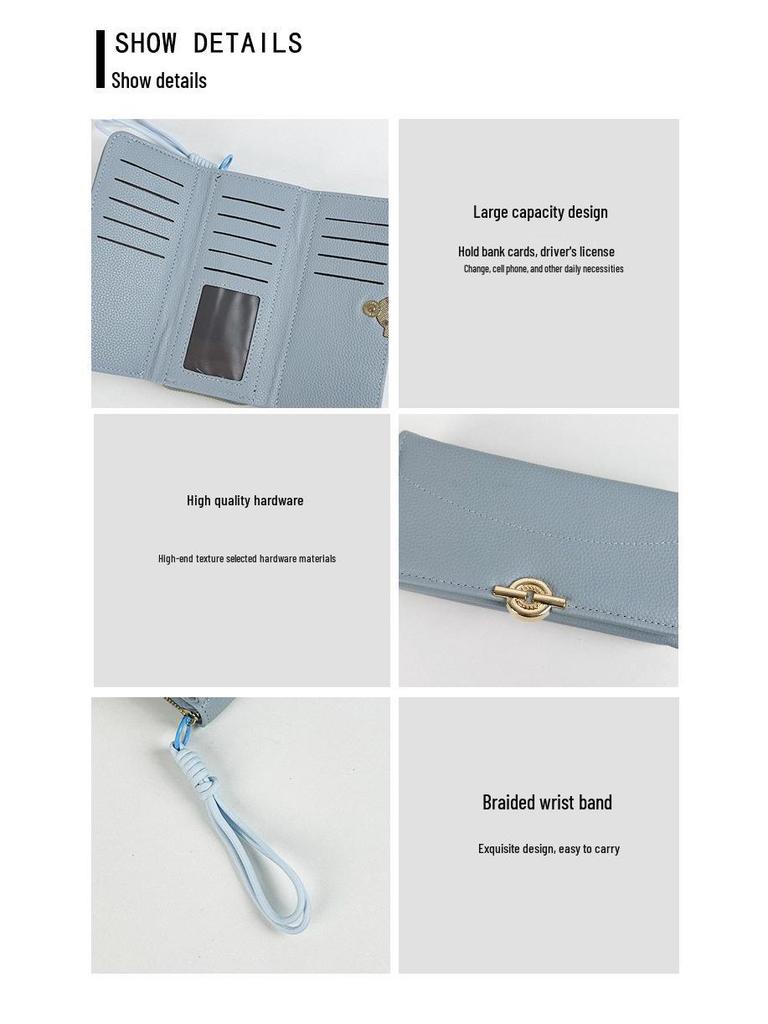 2025 Women's Luxury Tri-fold Leather Wallet - Multifunctional, Large Capacity PU Clutch