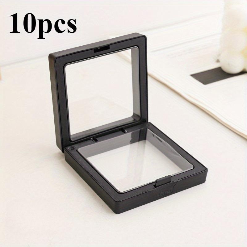 10pcs Plastic Dust-proof Jewelry Packaging Transparent Suspended Storage Boxes Storing Jewelry 3D Suspended Display Boxess