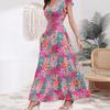 Women's Summer Fresh Sweet Holiday Style Fashion Flower Print Small Flying Sleeve Dress