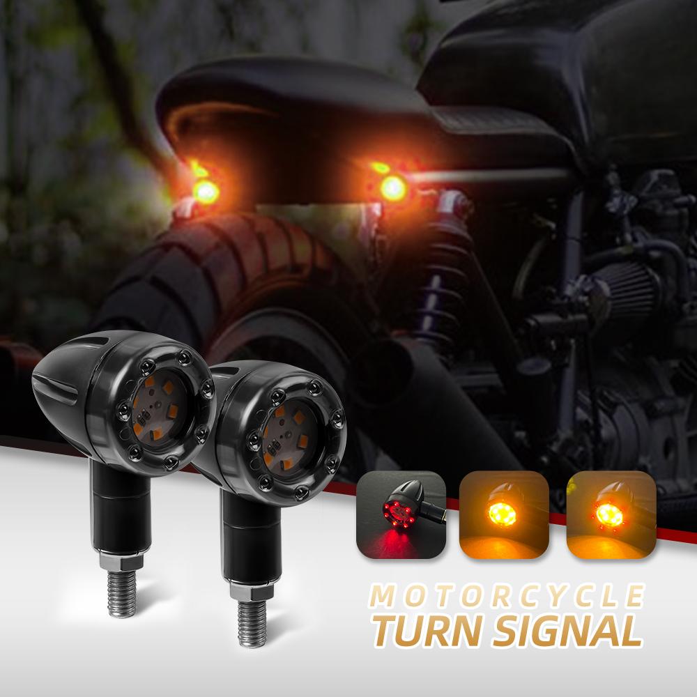 Motorcycle LED Turn Signal Light Mini Bullet Moto Indicators Stop Light Led Amber Warning Lamp Blinker Light 12V for Harley Honda Suzuki Kawasaki
