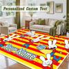 Crystal Velvet Square Rug Custom NameSimon Super Rabbit Pattern Non Slip Home Floor Decor Rug