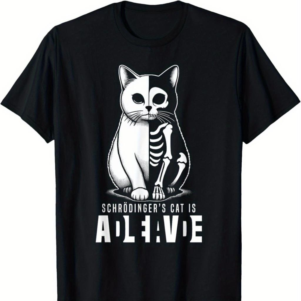 Schrodingers Cat Skeleton Half And Half Alive T-shirt