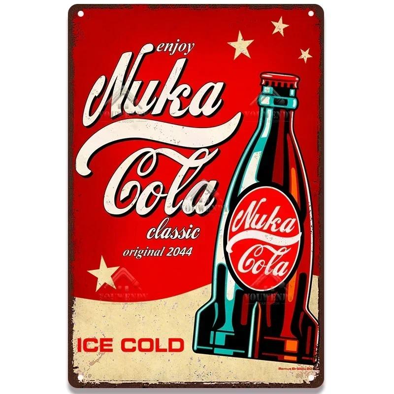 Металлическая табличка с постерами напитка Nuka Cola - Идеальный декор для стены паба, игровых зон, ретро-игровой тематики, металлическое искусство