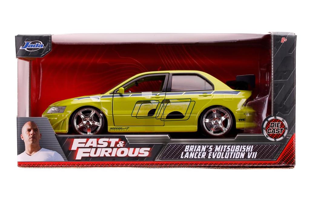 Jada Toys Fast Furious Series Mitsubishi Lancer Evo VII Завершенный продукт и 1/24 F&F Green/Графика (Брайан)