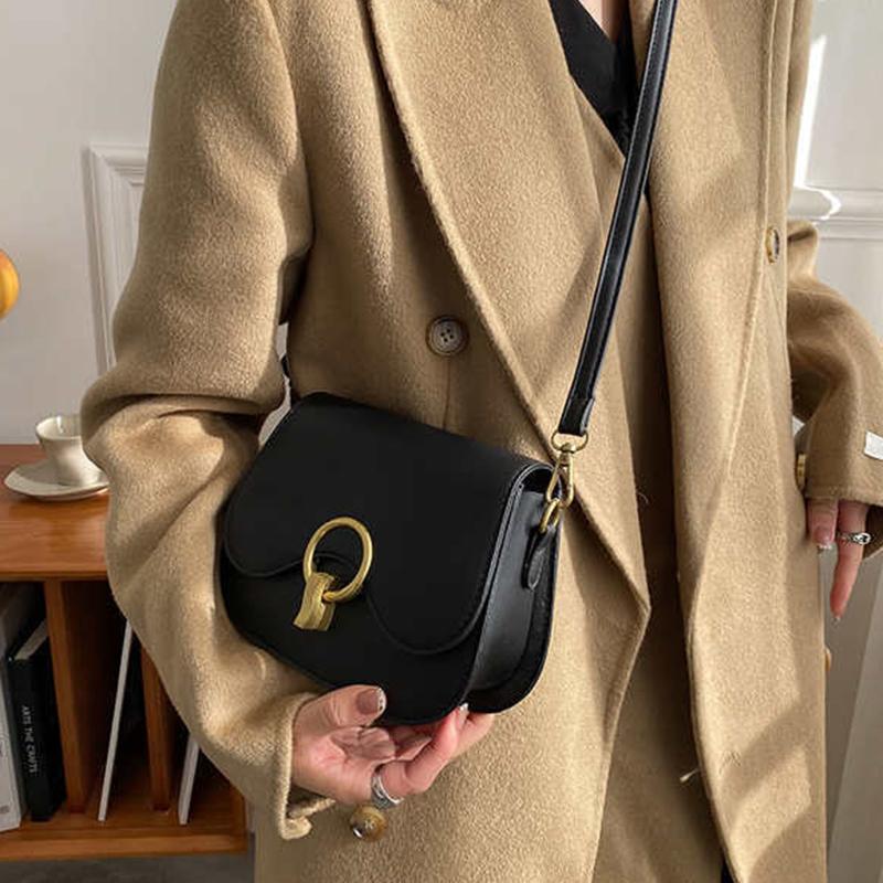 Винтажная маленькая сумка через плечо с клапаном из искусственной кожи, модная осенняя однотонная универсальная сумка через плечо