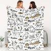 Cute Cat Pattern Blanket - Soft Cozy Throw with Meow Design, Perfect for Home Decor, Unique Gift for Cat Lovers