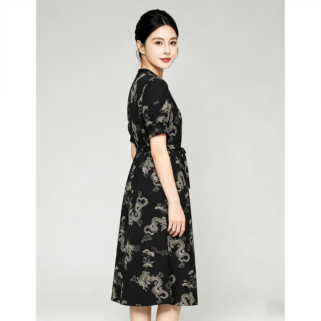 Casual waist cinched long dress