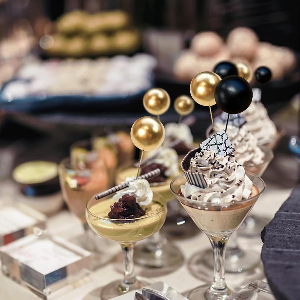 27 шт. Жемчужные шарики Топпер для торта С Днем Рождения Вставка в торт Пик DIY Наборная вставка для украшения торта на вечеринку по случаю дня рождения (Черное золото)