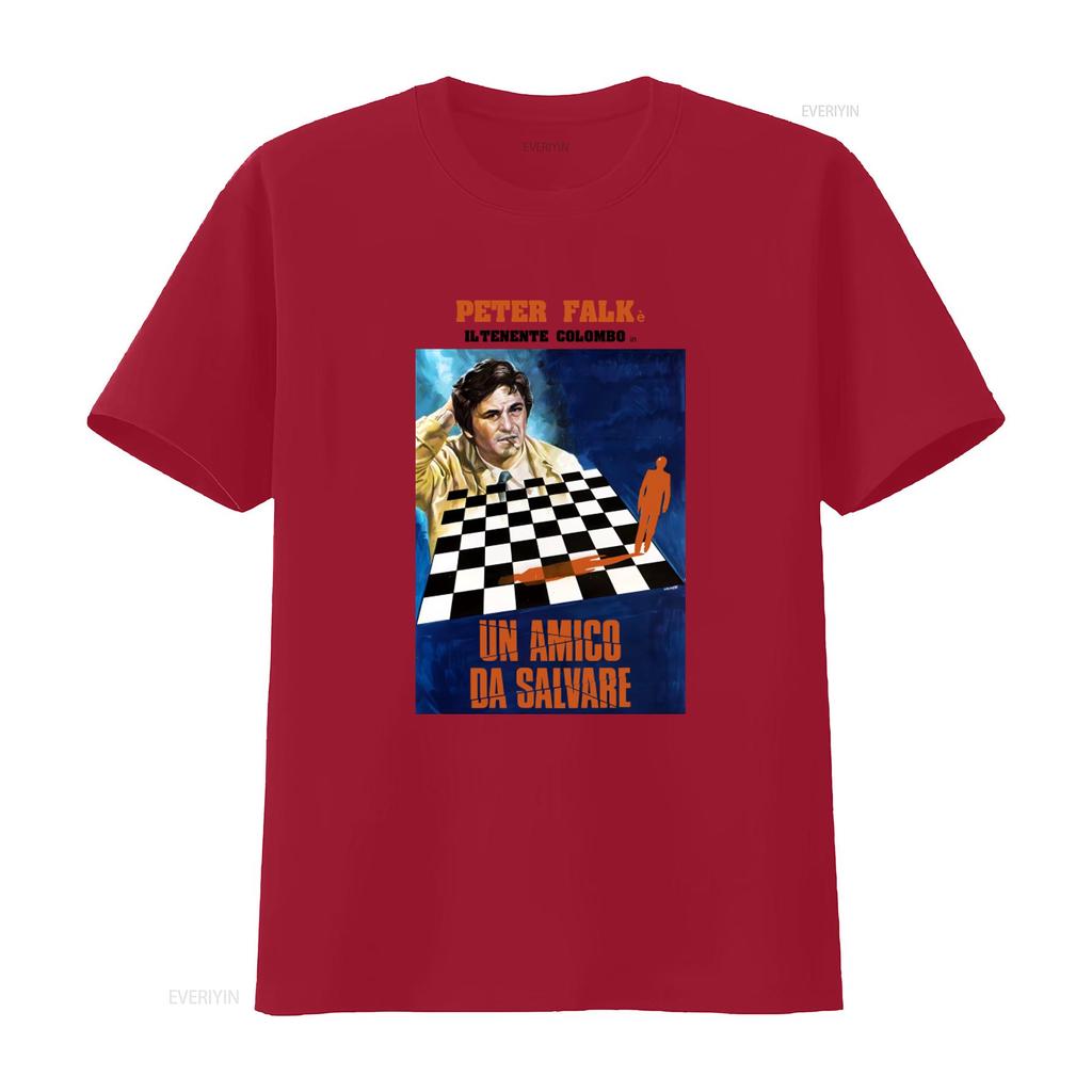 Columbo A Friend in Deed Italian Promo Un Amico Da Salvare T Shirt Peter Falk Il Tenente Design vintage Washed Stretched Casual