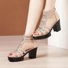 Gladiator Sandals Woman Open Head Sexy Rivet Block Heel Platform Shoes Summer Women Sandals