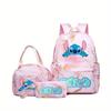 Stitch Backpack Lunch Bag Pencil Pouch Set 3-in-1 Student Backpack Custom Pattern Kids Bookbag Waterproof Durable School Supplies