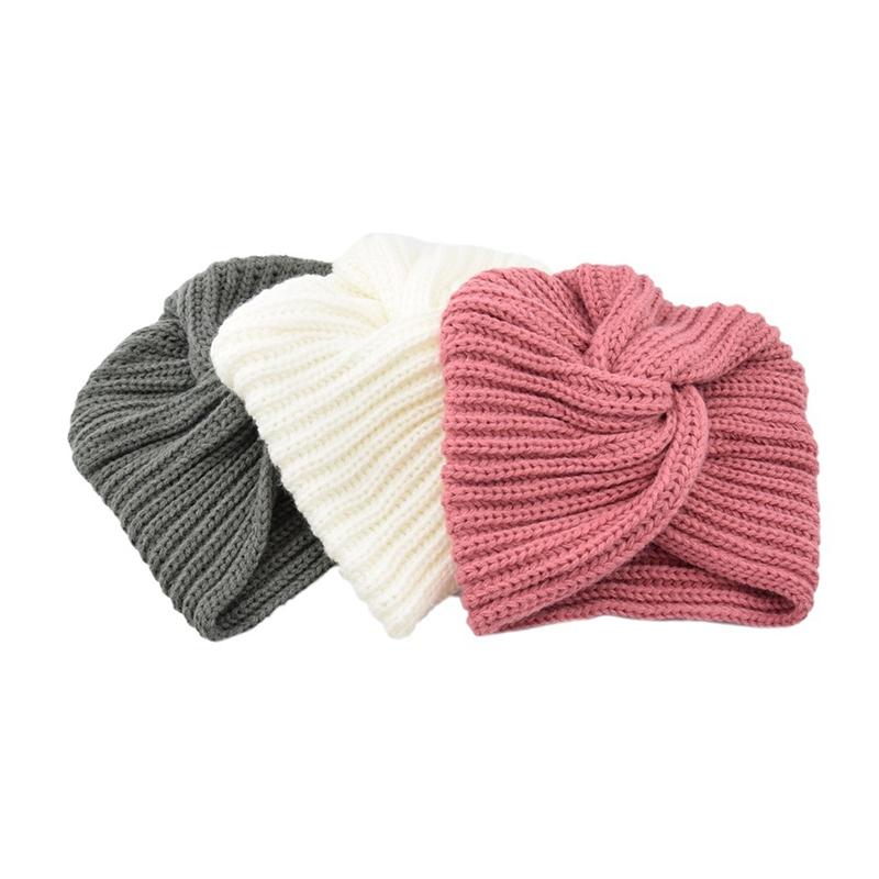 1Pc Women Headwear Cancer Chemo Beanie Hat Hair Loss Turban Solid Color Knitted Cap Head Wrap Polyester