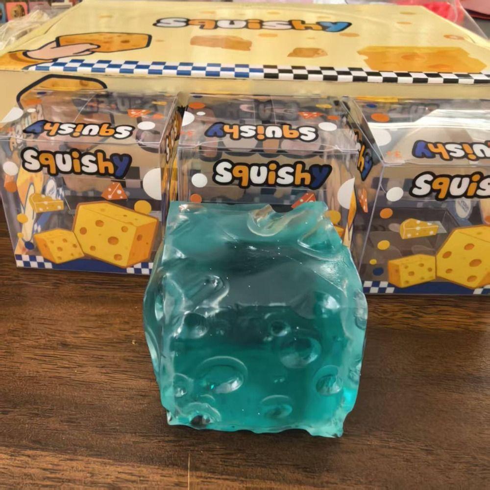 Moldable Cheese Squishy Toy Triangle Sensory Fidget Ball Novelty Cheese Cube Ball Xmas Gift