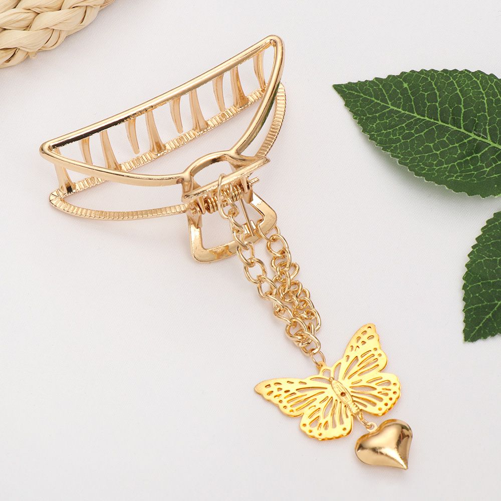 Elegant Headwear Party Accessories Metal Hairgrip Hollow Out Barrettes Hair Claws Butterfly Tassel