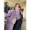 Purple Suit Tweed Jacket Female Fall Winter Senior Suit Coat Casual Medium-length Tweed Top Casual Coat