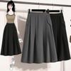 2025 Spring Women New Skirts Plus Size Loose High Waist Vintage Elastic Pleated Elegant Long Skirts Solid