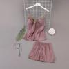 2025 Women's Ice Silk Chiffon Pajama Set: Spring/Summer Camisole with Chest Pad, Thin Style, Home Wear Two-Piece.