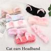 Милая плюшевая повязка на голову с кошачьими ушками для женщин и девочек, для мытья лица, вечеринки по случаю дня рождения, аксессуаров для ухода за кожей