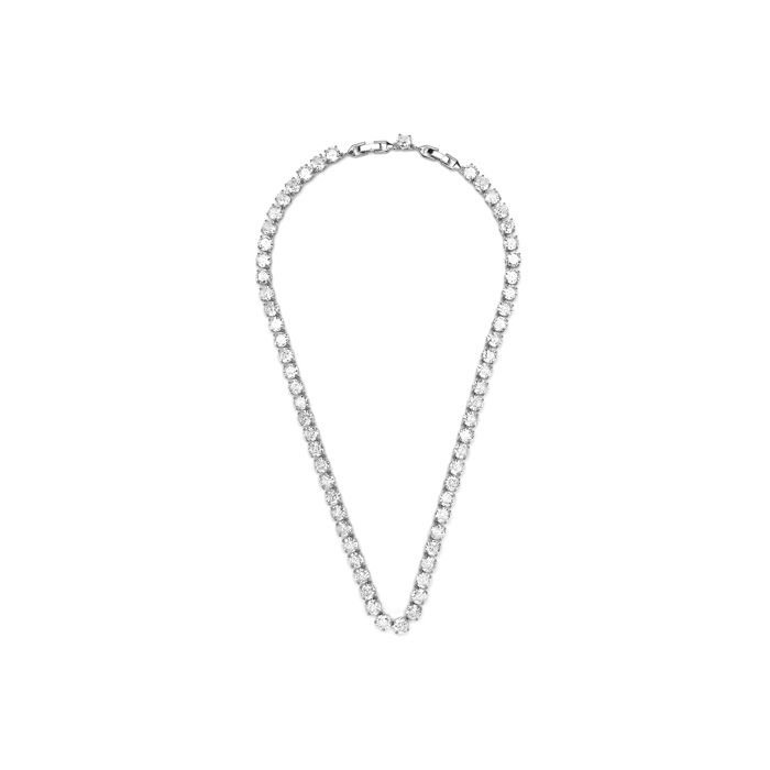 Collier - LUXENTER - Ginsi - Finition rhodium - Zircone blanche - 42 cm + 2,5 cm