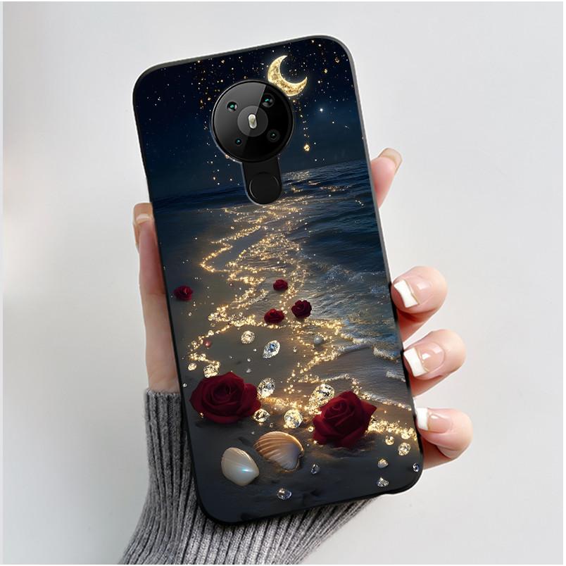 Для Nokia 5.3 INS Эстетичный Черный Для Nokia 5.4/Nokia 3.4 Ударопрочный Желейный Чехол Узор с Кокосовыми Пальмами Защита от Царапин Мягкий Чехол