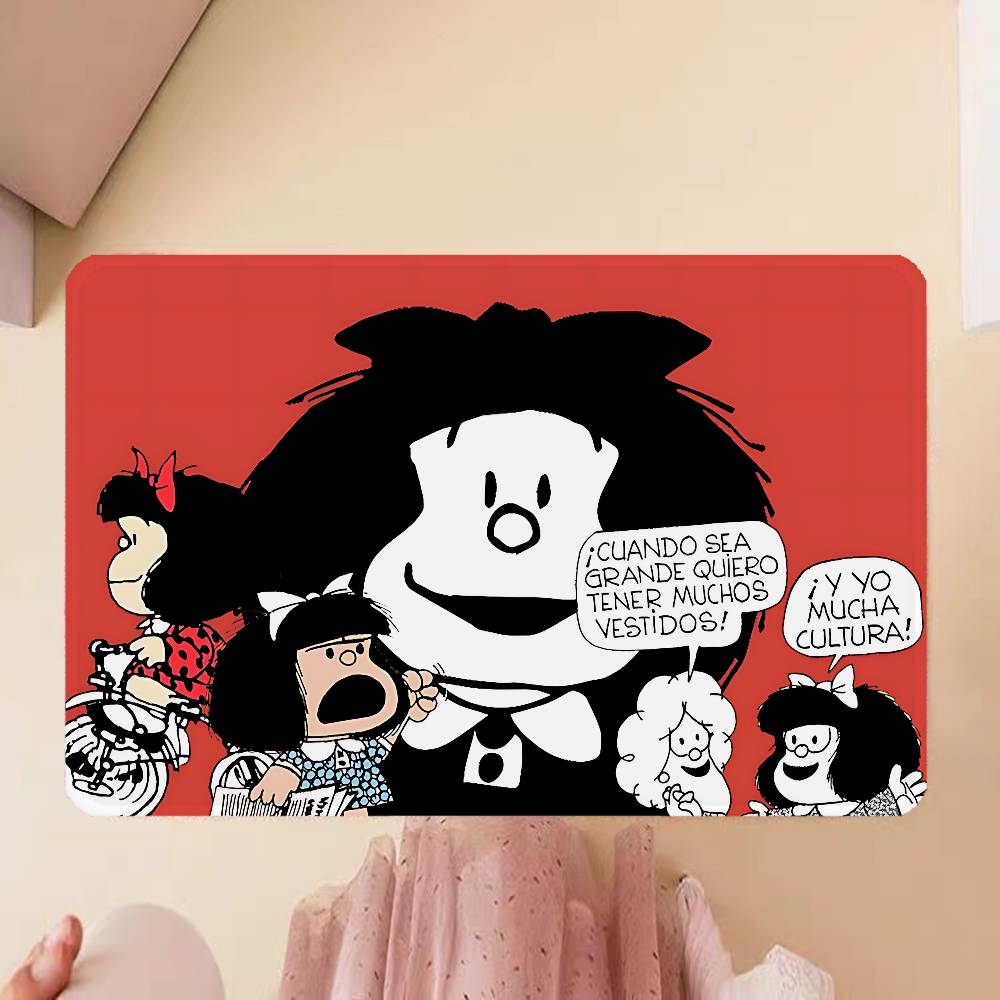 M-Mafalda Girl Floor Mat INS Style Soft Bedroom Floor House Laundry Room Mat Anti-skid Household Carpets