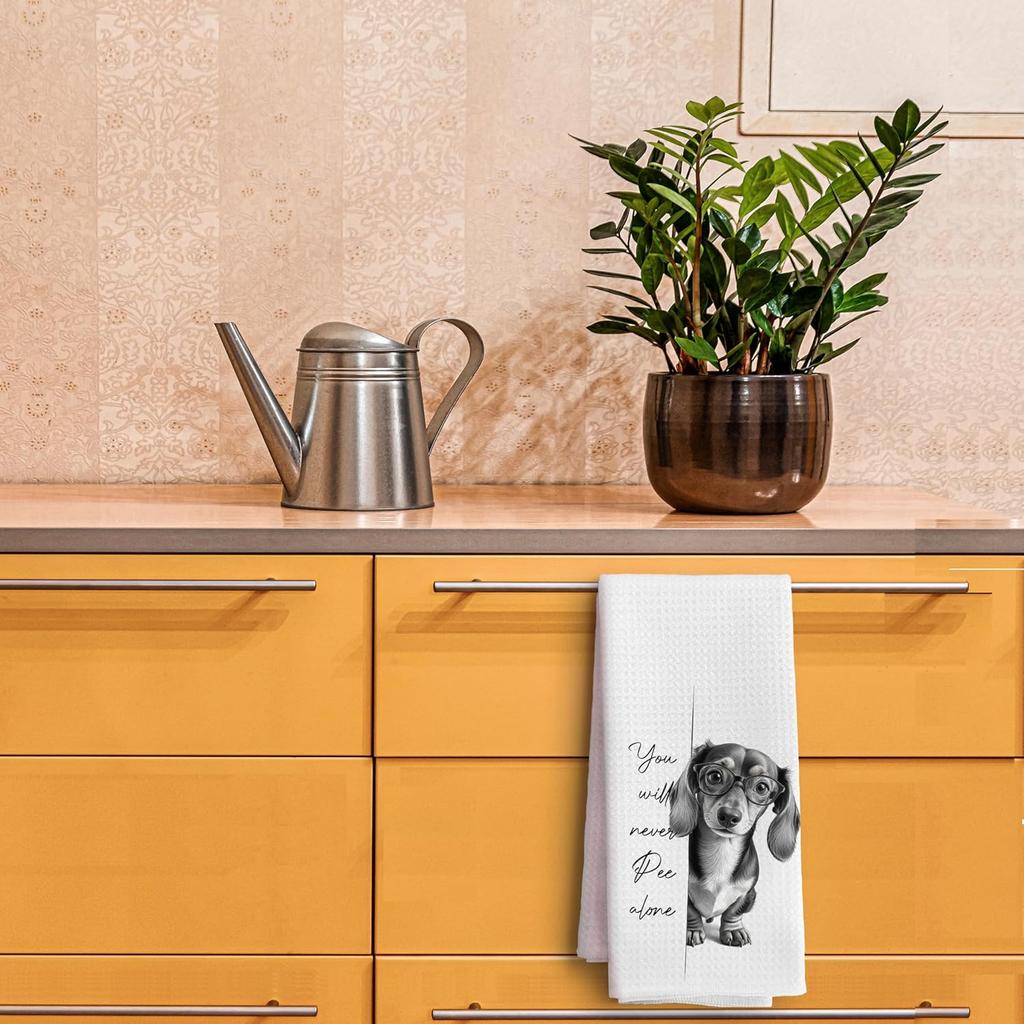 Dachshund Kitchen Towels for Bathroom Decor,Dachshund Gifts for Women,Black and White Dog Decorative Hand Towels for Washroom Restroom,16x24 Inch