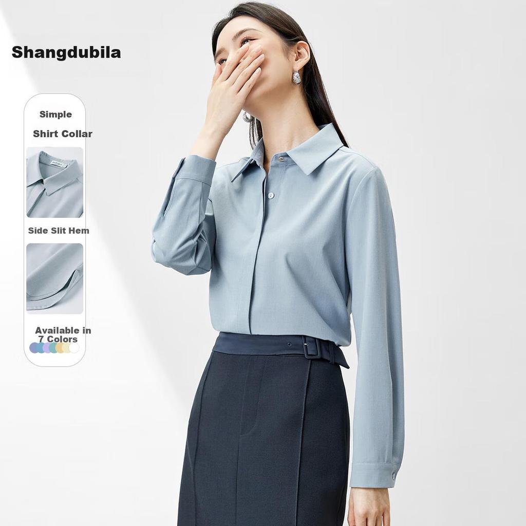 Sentubila Wrinkle-Resistant Easy-Care Women's Shirt Spring Autumn Professional Commuter Formal Long Sleeve Top